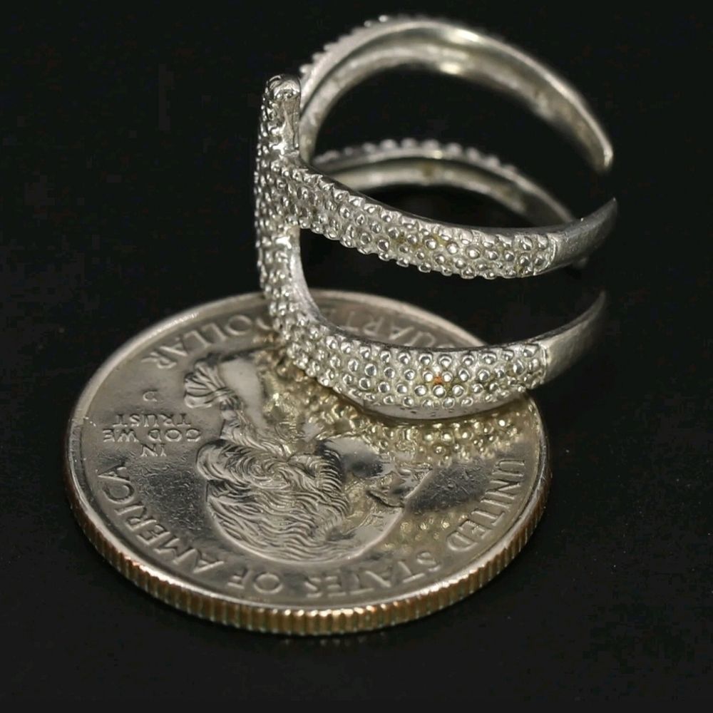 925 VTG Granulated Starfish Ocean Wrap Ring 2.5g artisan signed sterling silver - Picture 4 of 9